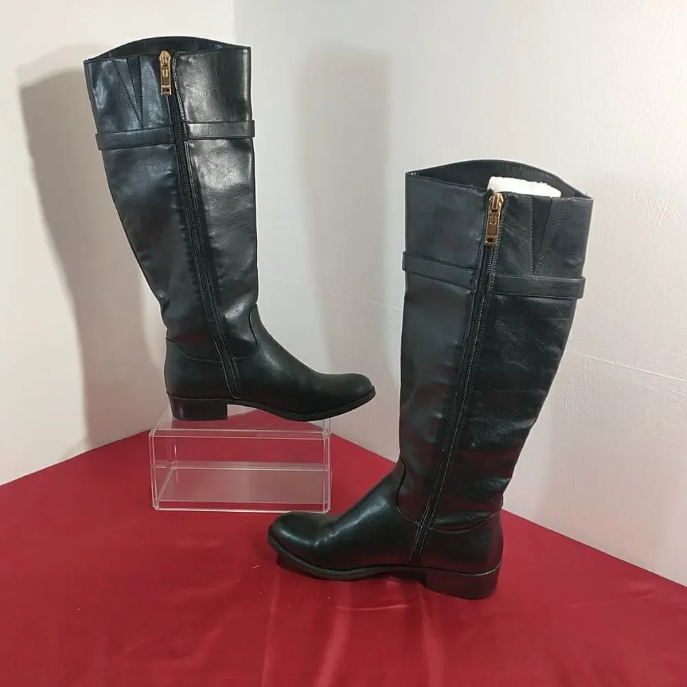 Elegant Black Leather Knee-Tommy Hilfiger Tall Boots 6 M Black LeatherHigh Boots